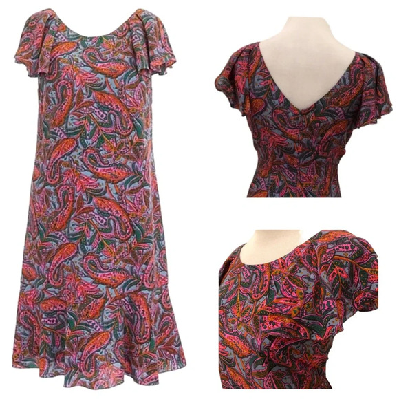 J. Crew Silk  Paisley Ruffle Dress - Picture 2 of 10